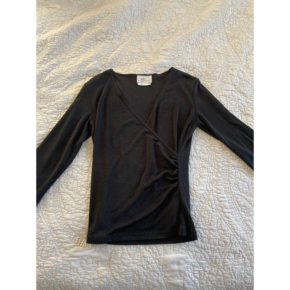 IZ Byer Women's Black V Neck Blouse